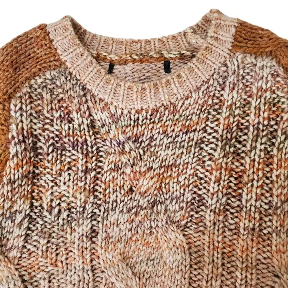 360 CASHMERE Larkyn Crew Neck Sweater Cable Knit Wool size M